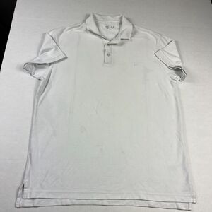 Velez Mens Polo Shirt White Short Sleeve Business Casual Semi Fitted Top XL FLAW